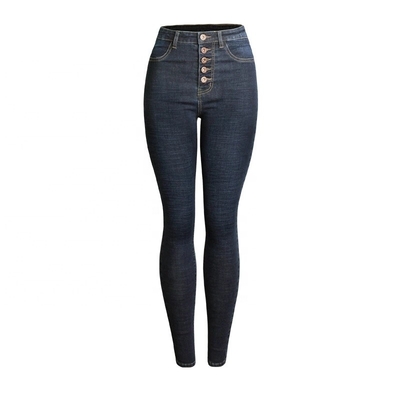 Einfache Bleistift-Damen-Jeans-Hose 45AM091, die hohe Taillen-Reißverschluss-Fliege verdickt